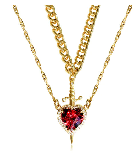 Sorella Heart & Blade Layered Charm Necklace