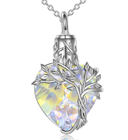 Gemstone Heart Urn with Tree of Life Pendant