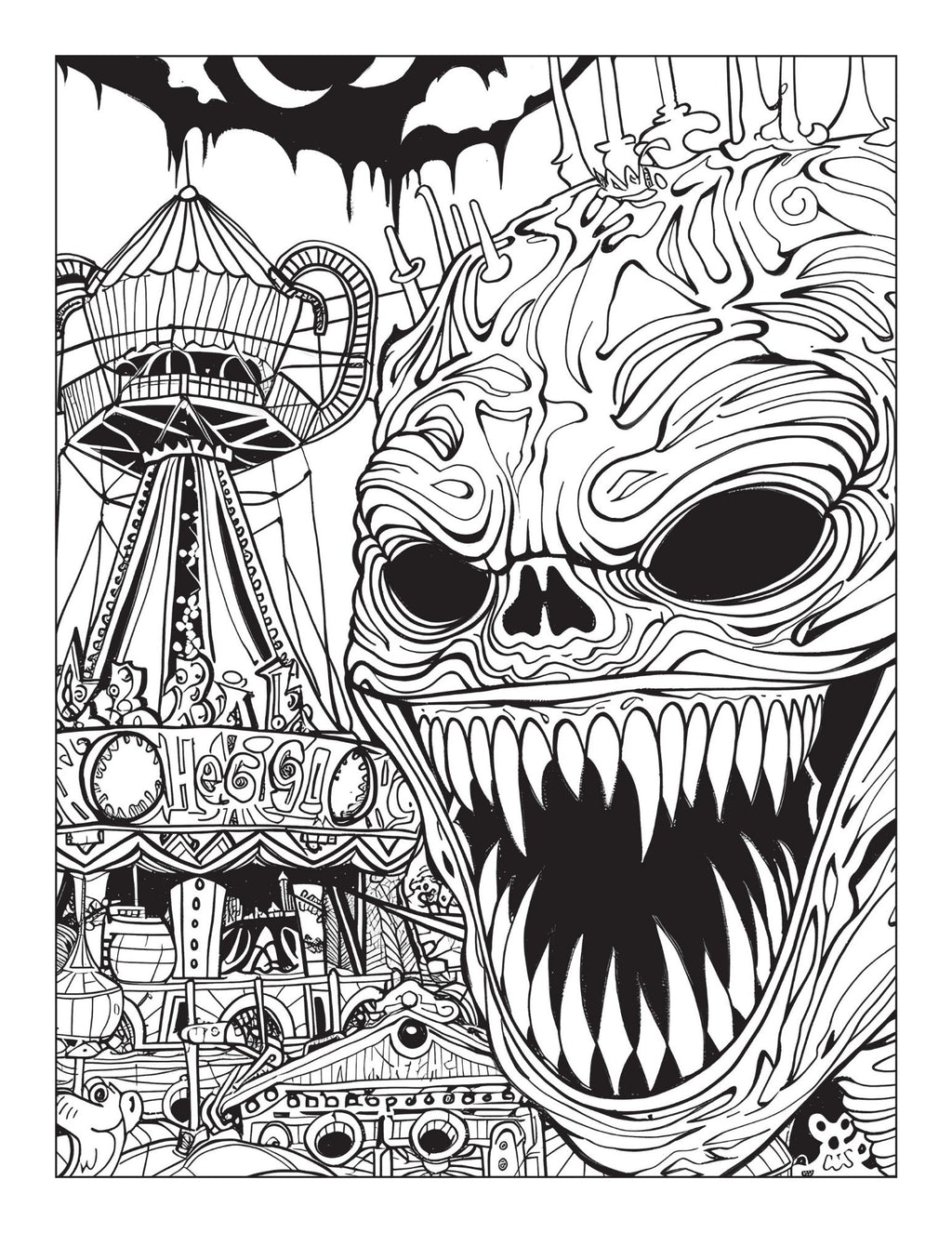 Scary Coloring Book for Adults – Dark Horror Monsters, Creepy Skulls & Terrifying Scenes
