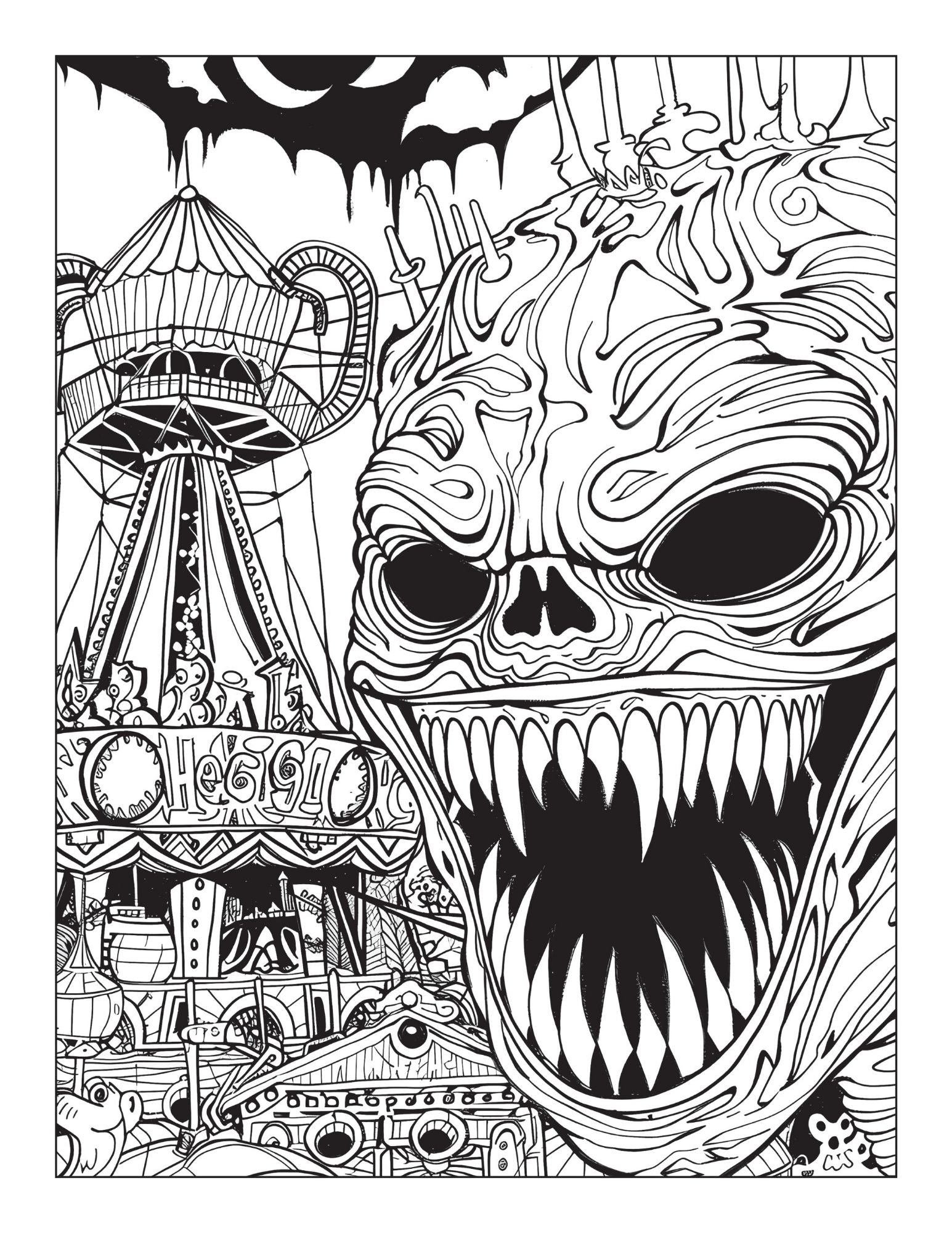 Scary Coloring Book for Adults – Dark Horror Monsters, Creepy Skulls & Terrifying Scenes