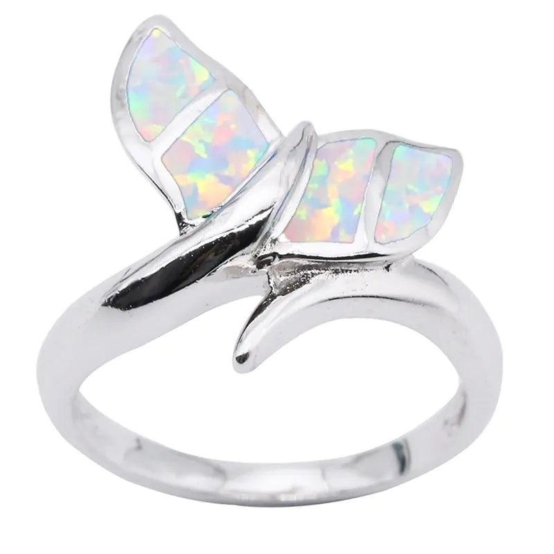 Opal Mermaid Wave Ring for Her