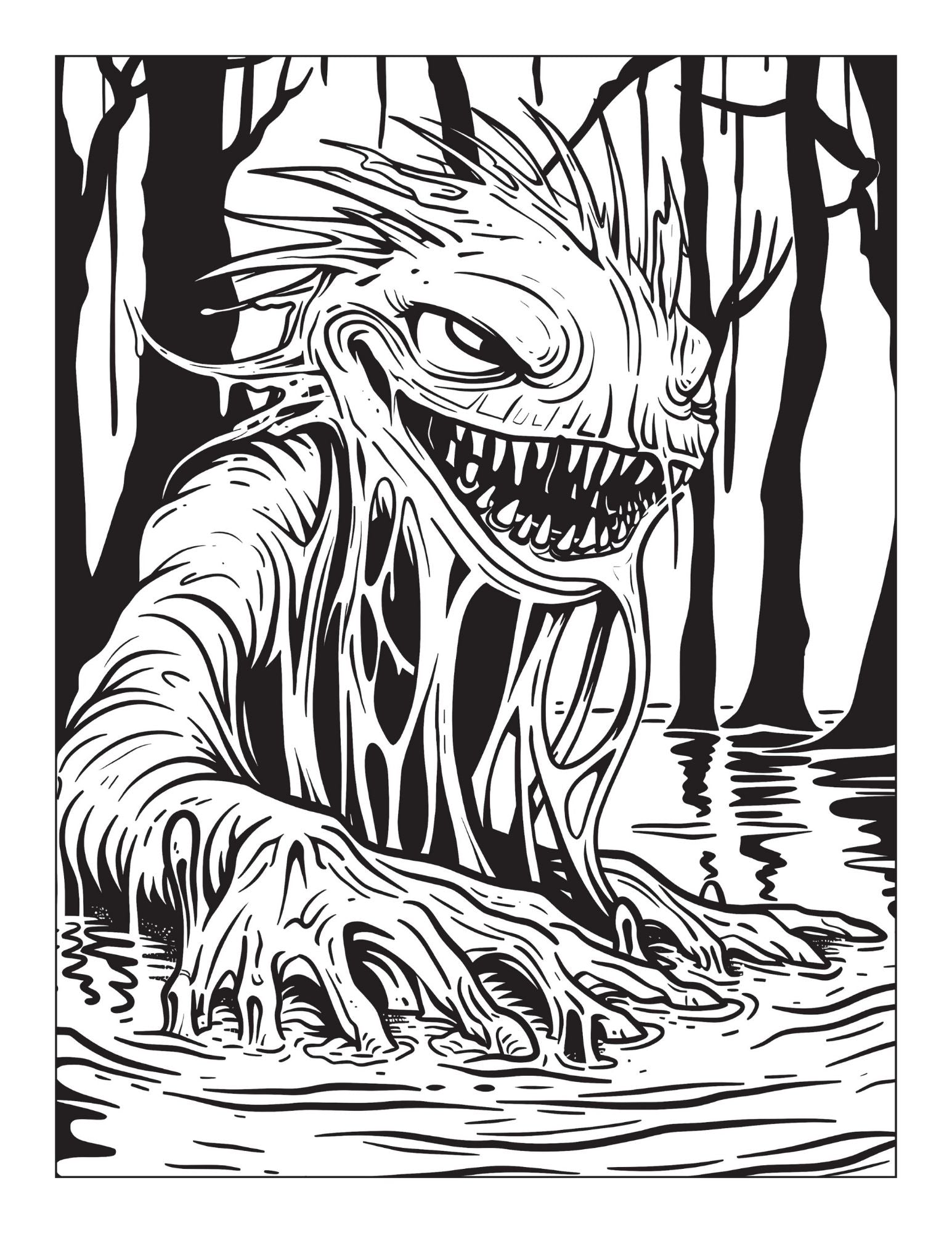 Scary Coloring Book for Adults – Dark Horror Monsters, Creepy Skulls & Terrifying Scenes