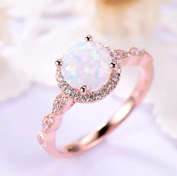 Opal Ring with Diamonds - Women's Wedding Band