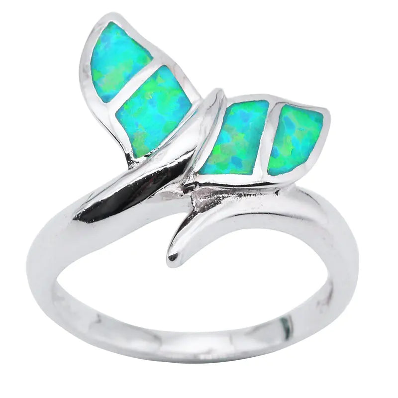 Opal Mermaid Wave Ring for Her