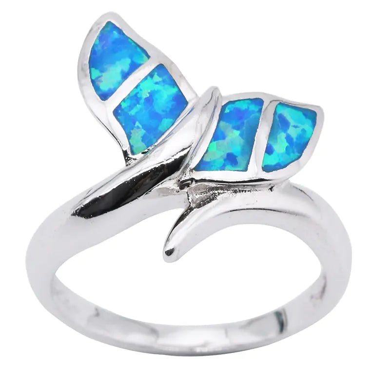 Opal Mermaid Wave Ring for Her