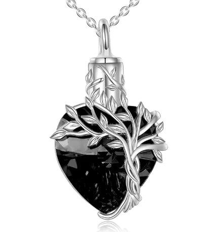 Gemstone Heart Urn with Tree of Life Pendant