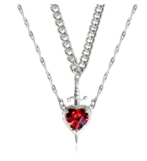 Sorella Heart & Blade Layered Charm Necklace