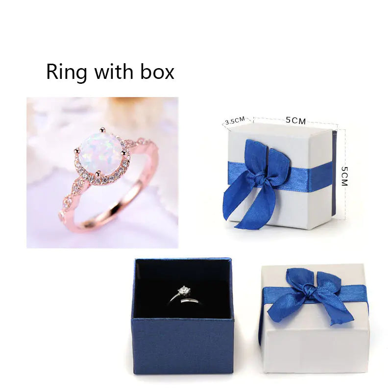 Opal Ring with Diamonds - Women's Wedding Band