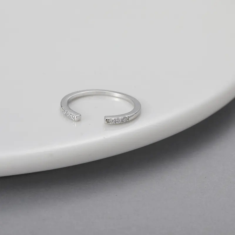 Simple 925 Sterling Silver Diamond Ring