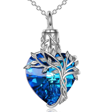 Gemstone Heart Urn with Tree of Life Pendant