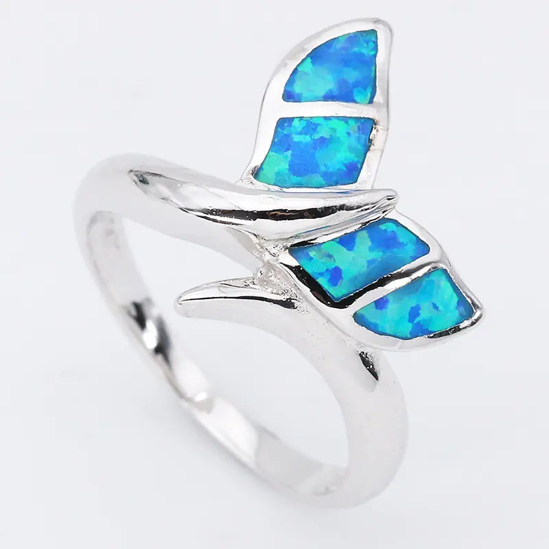 Opal Mermaid Wave Ring for Her
