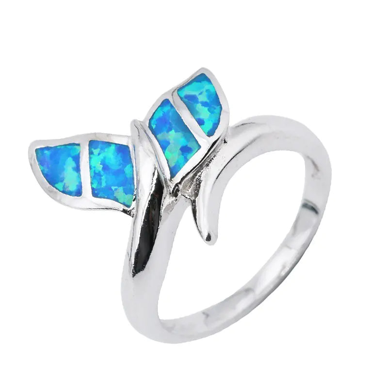 Opal Mermaid Wave Ring for Her