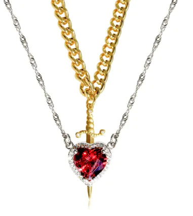 Sorella Heart & Blade Layered Charm Necklace