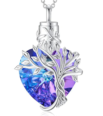 Gemstone Heart Urn with Tree of Life Pendant