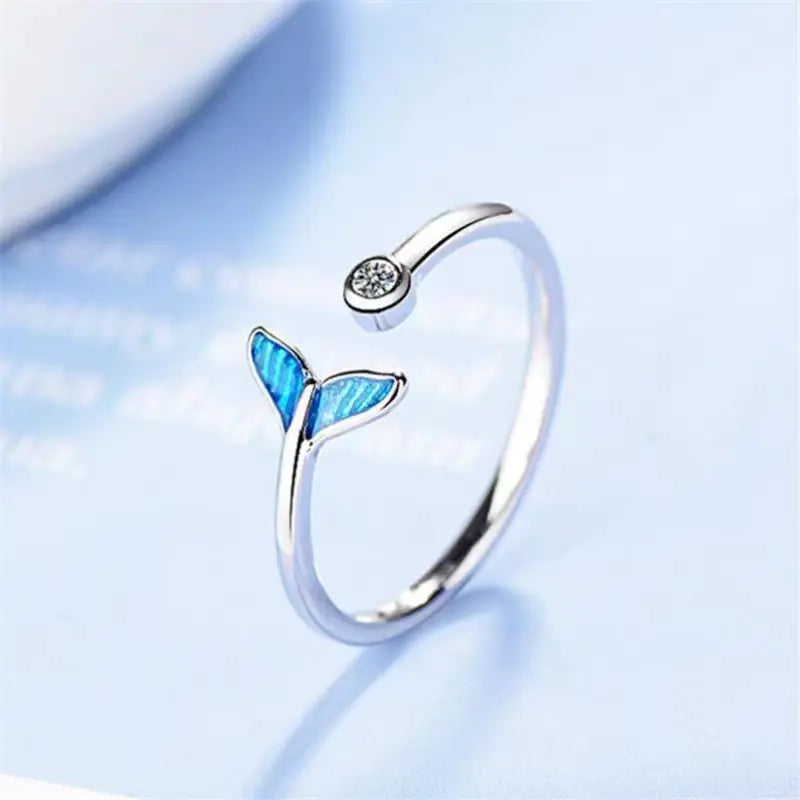 Mermaid Tail Ring with Aurora Moonstone for Women