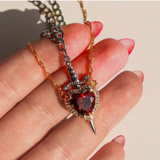 Sorella Heart & Blade Layered Charm Necklace
