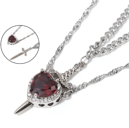 Sorella Heart & Blade Layered Charm Necklace