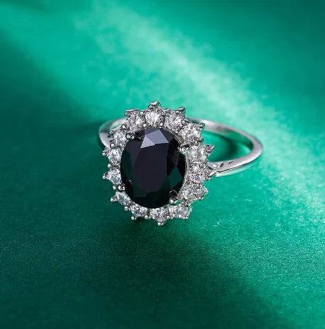 Black Diamond 3ct Diana Silver Ring
