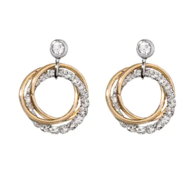 925 Silver Double Ring Diamond Stud Earrings for Women